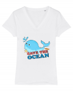 Save the Ocean Tricou mânecă scurtă guler V Damă Evoker