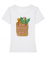 Say No to Plastic Bag Tricou mânecă scurtă guler larg fitted Damă Expresser