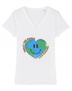 Treat the Earth with Kindness Tricou mânecă scurtă guler V Damă Evoker