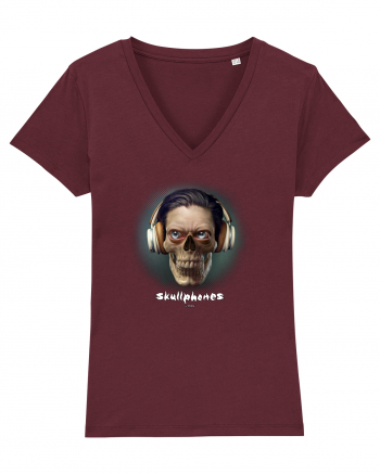 Craniu cu căști- skullphones 01 ochi Burgundy