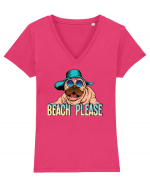 Cu atitudine - Beach please Tricou mânecă scurtă guler V Damă Evoker
