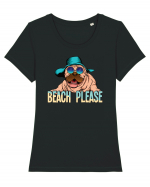 Cu atitudine - Beach please Tricou mânecă scurtă guler larg fitted Damă Expresser