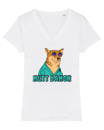 Cu atitudine - Mutt damon Tricou mânecă scurtă guler V Damă Evoker