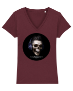 Craniu cu casti - skullphones 13 Tricou mânecă scurtă guler V Damă Evoker