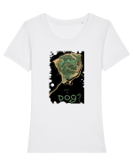 What's up dog? Tricou mânecă scurtă guler larg fitted Damă Expresser
