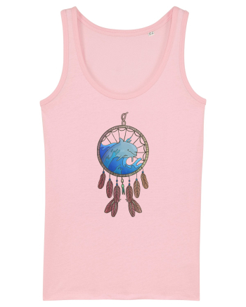 Dolphin Dreamcatcher. Prinzător de vise cu delfini și valuri și pene Cotton Pink