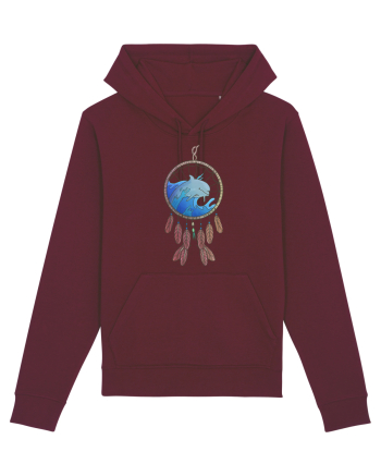 Dolphin Dreamcatcher. Prinzător de vise cu delfini și valuri și pene Burgundy