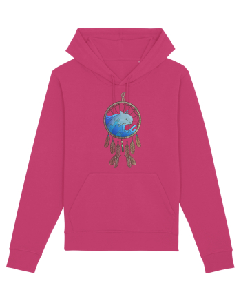 Dolphin Dreamcatcher. Prinzător de vise cu delfini și valuri și pene Raspberry