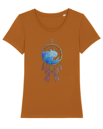 Dolphin Dreamcatcher. Prinzător de vise cu delfini și valuri și pene Roasted Orange