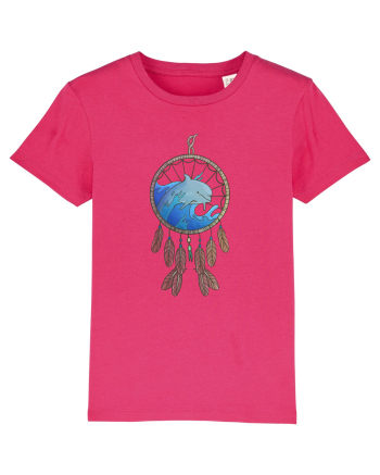 Dolphin Dreamcatcher. Prinzător de vise cu delfini și valuri și pene Raspberry