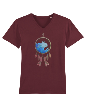 Dolphin Dreamcatcher. Prinzător de vise cu delfini și valuri și pene Burgundy