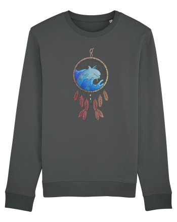 Dolphin Dreamcatcher. Prinzător de vise cu delfini și valuri și pene Anthracite