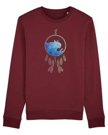 Dolphin Dreamcatcher. Prinzător de vise cu delfini și valuri și pene Burgundy