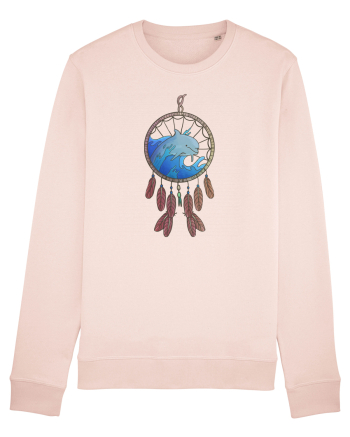 Dolphin Dreamcatcher. Prinzător de vise cu delfini și valuri și pene Candy Pink