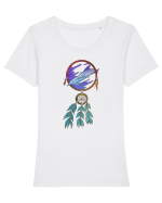 Pentru iubitorii de delfini. Dream Catcher dreamcatcher. Prinzător de vise Tricou mânecă scurtă guler larg fitted Damă Expresser