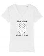 Rubik's cube for color blind Tricou mânecă scurtă guler V Damă Evoker