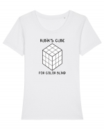 Rubik's cube for color blind Tricou mânecă scurtă guler larg fitted Damă Expresser