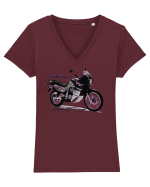 Adventure motorcycles are fun Transalp 600 Tricou mânecă scurtă guler V Damă Evoker