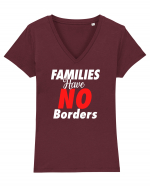 Families have no borders Tricou mânecă scurtă guler V Damă Evoker