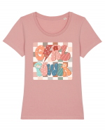 Girl Power Retro Style Tricou mânecă scurtă guler larg fitted Damă Expresser