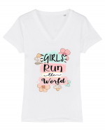 Girls Run the World Tricou mânecă scurtă guler V Damă Evoker