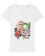 When life gets blurry adjust your focus Tricou mânecă scurtă guler V Damă Evoker