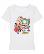 When life gets blurry adjust your focus Tricou mânecă scurtă guler larg fitted Damă Expresser