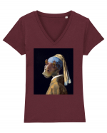 Vermeer - Jarl with a Pearl Earring Tricou mânecă scurtă guler V Damă Evoker