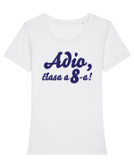 Adio, clasa a 8-a! Tricou de pus in rama. Tricou mânecă scurtă guler larg fitted Damă Expresser