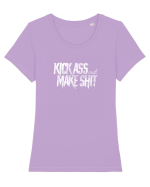 Kick Ass & Make Shit (white) Tricou mânecă scurtă guler larg fitted Damă Expresser
