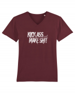 Kick Ass & Make Shit (white) Tricou mânecă scurtă guler V Bărbat Presenter