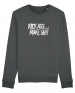 Kick Ass & Make Shit (white) Bluză mânecă lungă Unisex Rise