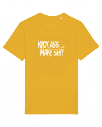 Kick Ass & Make Shit (white) Spectra Yellow