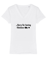 Not Sorry For Having Fabulous Tits glitch  Tricou mânecă scurtă guler V Damă Evoker