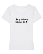 Not Sorry For Having Fabulous Tits glitch  Tricou mânecă scurtă guler larg fitted Damă Expresser