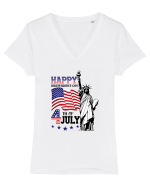 4th of July Tricou mânecă scurtă guler V Damă Evoker