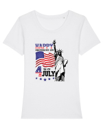 4th of July Tricou mânecă scurtă guler larg fitted Damă Expresser