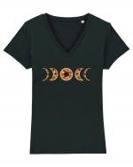 Moon Phases Tricou mânecă scurtă guler V Damă Evoker