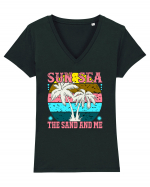 Sun Sea the Sand and Me Tricou mânecă scurtă guler V Damă Evoker