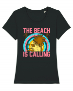 The Beach is Calling Tricou mânecă scurtă guler larg fitted Damă Expresser