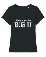 Life is a Garden Dig It Tricou mânecă scurtă guler larg fitted Damă Expresser
