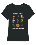 Plant These Save the Bees Tricou mânecă scurtă guler larg fitted Damă Expresser