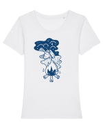 La un foc de tabara Tricou mânecă scurtă guler larg fitted Damă Expresser
