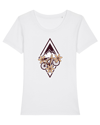 Cu bicicleta pe munte printre flori White