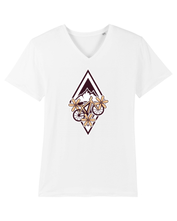 Cu bicicleta pe munte printre flori White