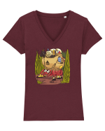 Cu crabul la padure Tricou mânecă scurtă guler V Damă Evoker