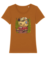 Cu crabul la padure Tricou mânecă scurtă guler larg fitted Damă Expresser