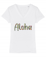 Aloha Tricou mânecă scurtă guler V Damă Evoker