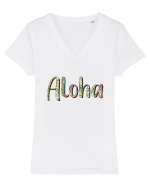 Aloha Tricou mânecă scurtă guler V Damă Evoker