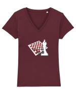 Nebun de alb Tricou mânecă scurtă guler V Damă Evoker